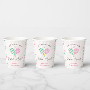 Vasos De Papel Ducha de Novia de Pickleball Perfect Match Bienven