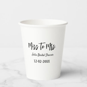 Vasos De Papel Ducha de novia de Señorita a Señora elegante simpl
