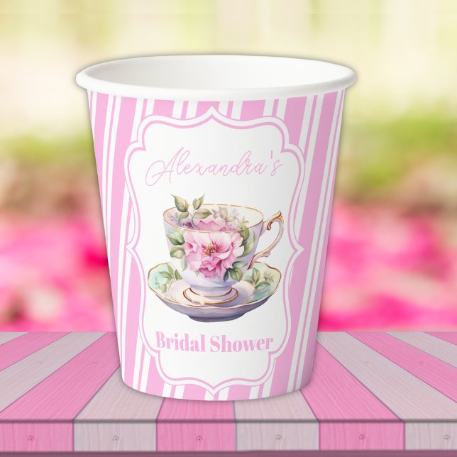Vasos De Papel Ducha de novia de té floral suave rosa (Subido por el creador)