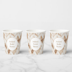 Vasos De Papel Ducha de Novia de Tela Falsa Tejida Blanca con Bri