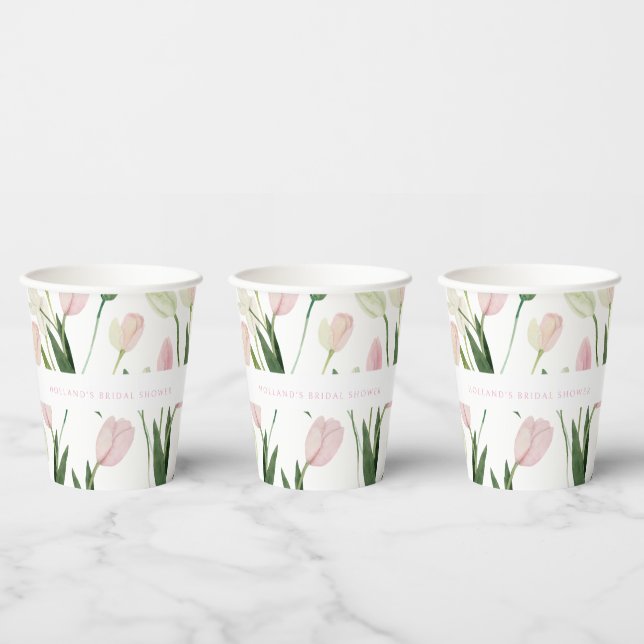 Vasos De Papel Ducha de Novia de Tulipán Rosa Suave (Multi)