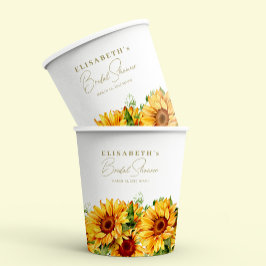 Vasos De Papel Ducha de novia elegante con girasoles verdes