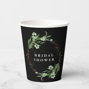 Vasos De Papel Ducha de novia elegante de eucalipto botánico ónix