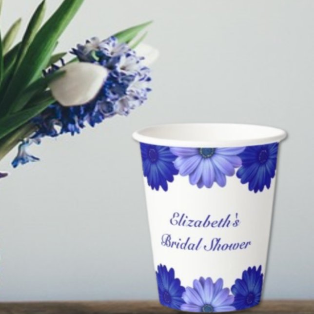 Vasos De Papel Ducha de Novia Floral Azul (Subido por el creador)