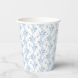 Vasos De Papel Ducha de Novia Floral Azul Elegante