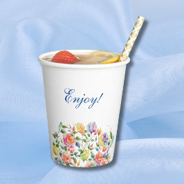 Vasos De Papel Ducha de Novia Floral Brillante Lila Rosa