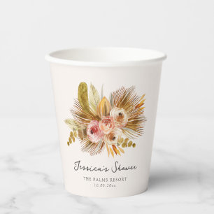 Vasos De Papel Ducha de Novia Floral Tropical Vintage