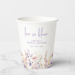 Vasos De Papel Ducha de Novia Flores Silvestres Lila Amor en Flor