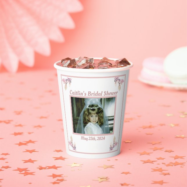 Vasos De Papel Ducha de Novia Foto Rosa Polvoriento (in situ)