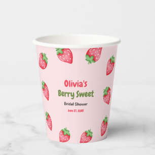 Vasos De Papel Ducha de Novia Fresa y Frutas Rosadas y Rojas Dulc