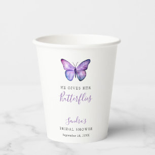 Vasos De Papel Ducha de Novia Mariposa 'Le Da Mariposas en el Est