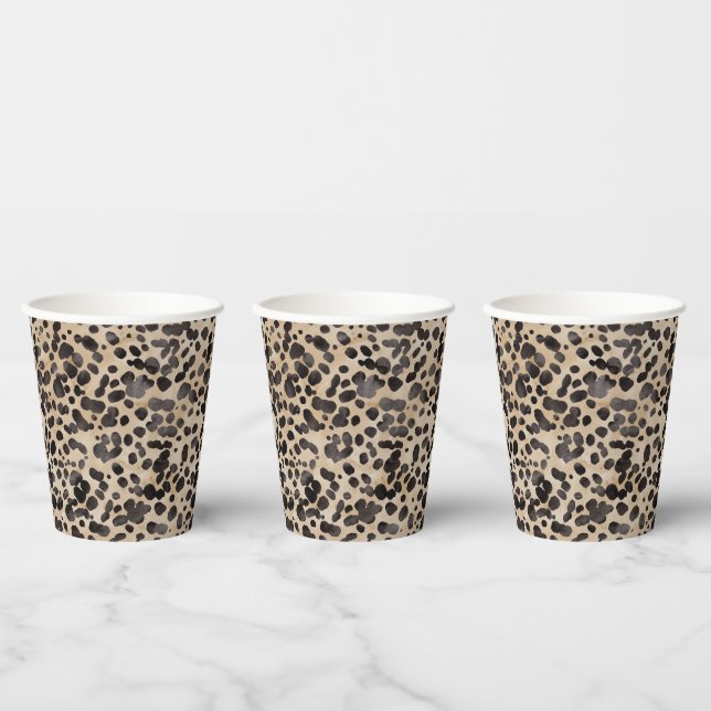Vasos De Papel Ducha de Novia Moderna Estampado Animal Leopardo (Multi)