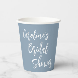 Vasos De Papel Ducha de Novia Moderno Script Personalizado Azul P