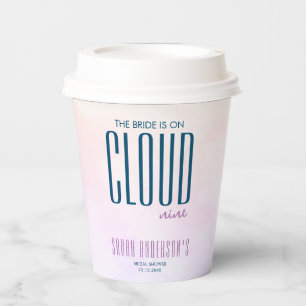Vasos De Papel Ducha de Novia Nube Nueve Simple Chic Azul Pastel