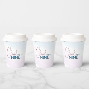 Vasos De Papel Ducha de Novia Nube Rosa Azul Moderna