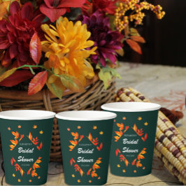 Vasos De Papel Ducha de Novia Otoño Hojas Rústico Moderno