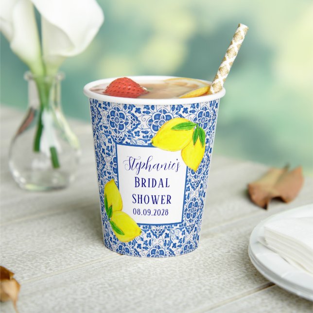 Vasos De Papel Ducha de novia portuguesa de azulejos limón medite (in situ)