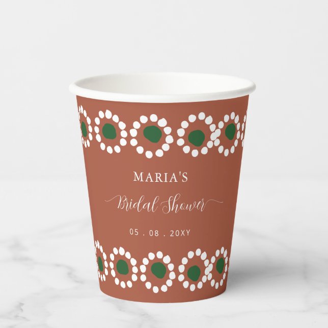 Vasos De Papel Ducha de novias Boho Barro en México (Anverso)