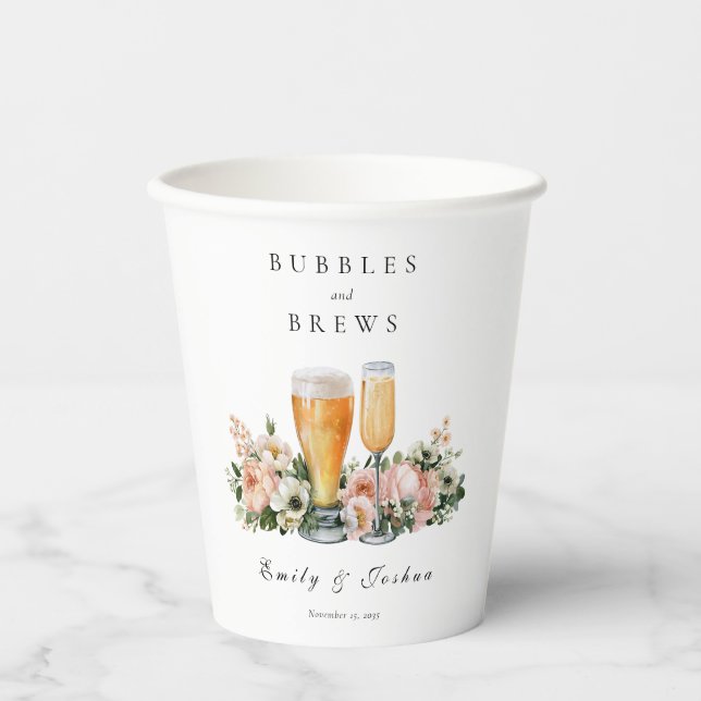 Vasos De Papel Ducha de parejas Burbujas y Cervezas (Anverso)