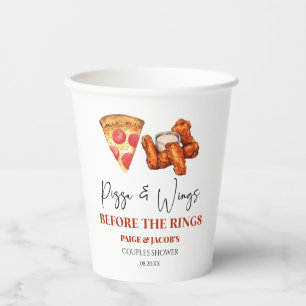 Vasos De Papel Ducha de parejas Pizza y Alas antes de los Anillos