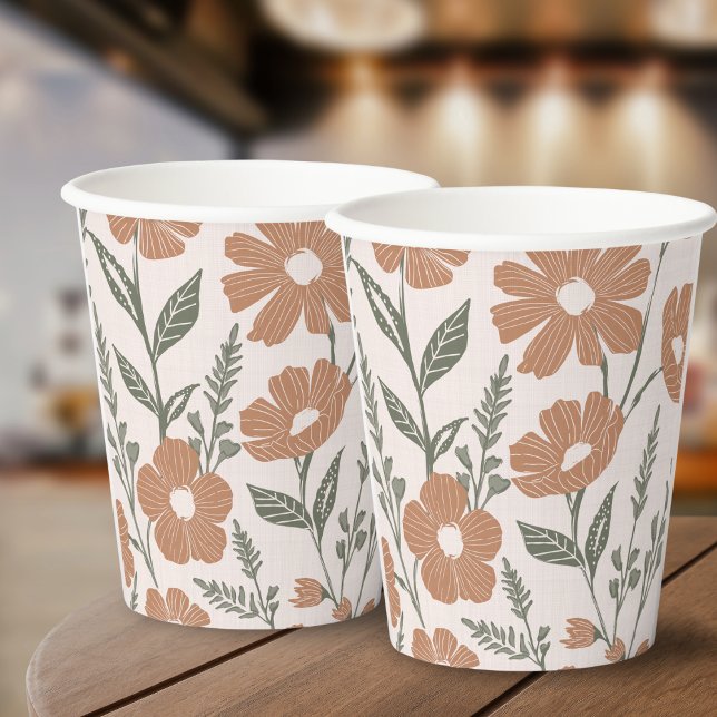 Vasos De Papel Ducha de patrón de bebé floral en flor (Subido por el creador)