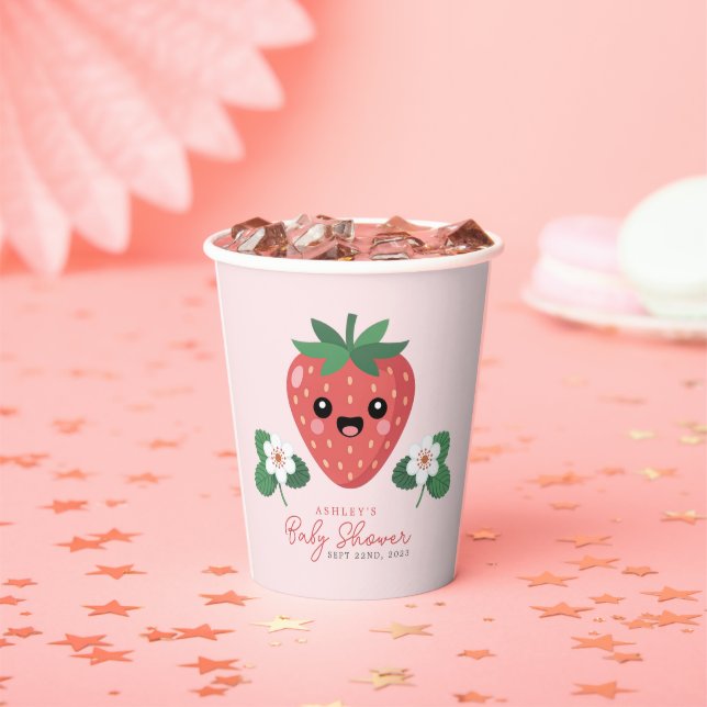 Vasos De Papel Ducha de Strawberry Kawaii para el Bebé (in situ)
