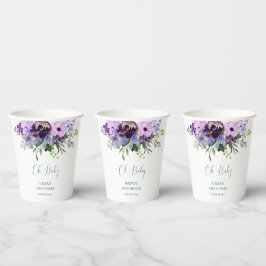Vasos De Papel Ducha morada de bebé floral
