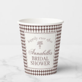 Vasos De Papel Ducha Nupcial Cuadrada Arlequín Marrón Mocha