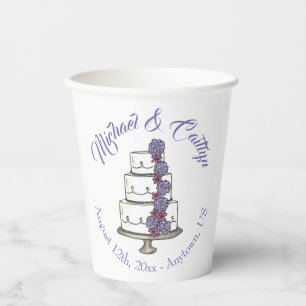 Vasos De Papel Ducha nupcial de Boda de flores moradas en niveles