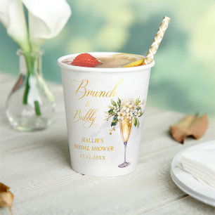 Vasos De Papel Ducha nupcial de Brunéi y Bubbly Champagne