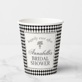 Vasos De Papel Ducha Nupcial de Cuadros de Arlequín Negro