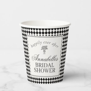 Vasos De Papel Ducha Nupcial de Cuadros de Arlequín Negro
