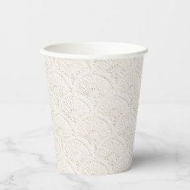 Vasos De Papel Ducha Nupcial de Encaje Falso Crema Blanco