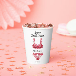 Vasos De Papel Ducha Nupcial de Lencería Roja