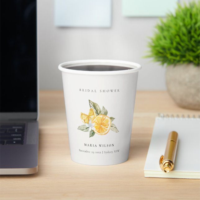 Vasos De Papel Ducha nupcial de limón botánico mínimo (in situ)