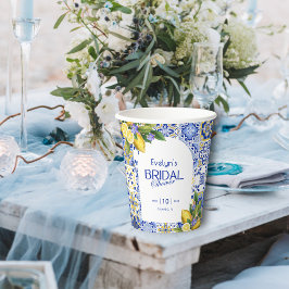 Vasos De Papel Ducha nupcial de mosaico azul de mosaico italiano