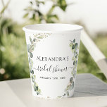 Vasos De Papel Ducha nupcial Eucalyptus Greenereneration Paper Cu<br><div class="desc">Eucalyptus Greenery Succulent Botanical Watercolor Primavera Bodas Cups de Papel - incluye una hermosa y elegante tipografía de escritura con hojas botánicas modernas y vegetación para la celebración especial del Día de la Boda.</div>