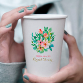 Vasos De Papel ducha nupcial floral tropical de playa