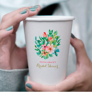 Vasos De Papel ducha nupcial floral tropical de playa