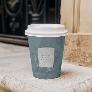 Vasos De Papel Ducha Nupcial Floral Turquesa Rústica Elegante Vin