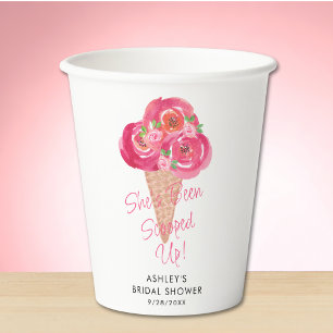 Vasos De Papel Ducha nupcial personalizada con crema de hielo