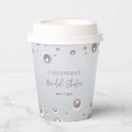 Vasos De Papel Ducha nupcial plateada Pearl blanca mínima