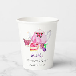 Vasos De Papel Ducha nupcial Tea Fiesta Tetera Púrpura