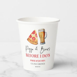 Vasos De Papel Ducha para parejas Pizza y cervezas antes de casar