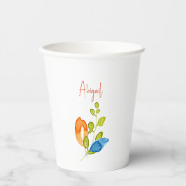 Vasos De Papel Ducha Personalizada de Acuarela Botánica Colorida