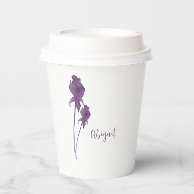 Vasos De Papel Ducha personalizada Purple Flower (Anverso)
