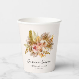 Vasos De Papel Ducha tropical floral vintage de novias