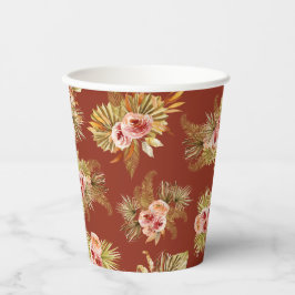 Vasos De Papel Ducha tropical floral vintage de novias