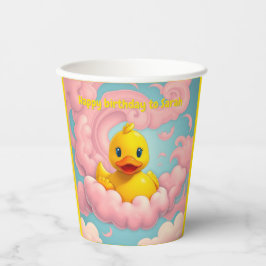 Vasos De Papel Duckling dulce sobre nubes rosadas tazas de bebida