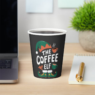 Vasos De Papel Duende del café Navidad Divertido Cafeína Amantes 